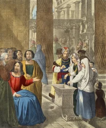 Roztocza wdowi z biblii wydrukowanej przez Edwarda Govera, lata 70. XIX wieku